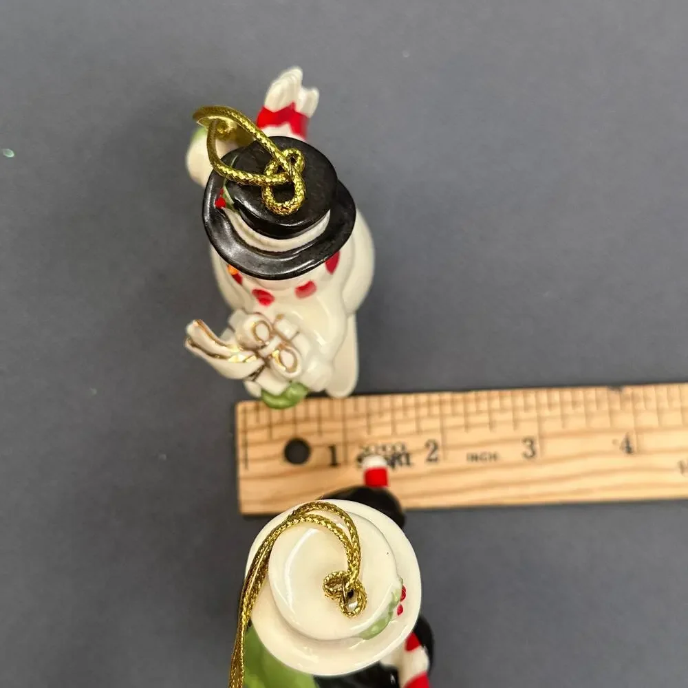 Lenox Very Merry Porcelain Ornament Set of 2 Snowman Penguin Holiday Christmas